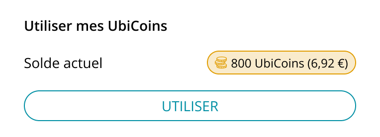 App Ubigi : utiliser mes UbiCoins, solde courant