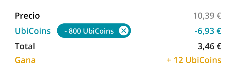 App Ubigi : détail du prix avec remise UbiCoins