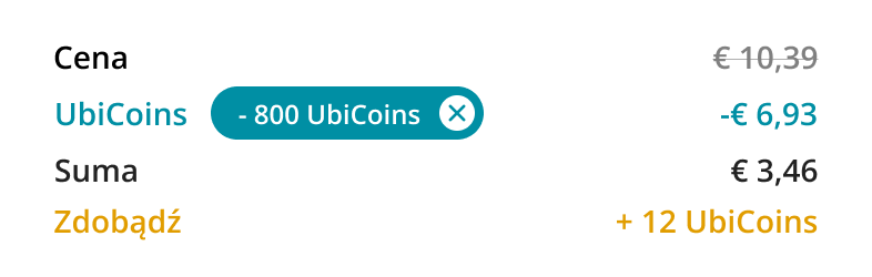 App Ubigi : détail du prix avec remise UbiCoins
