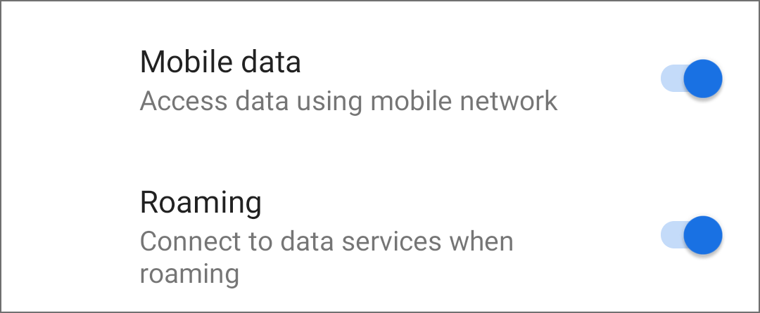 Android roaming and mobile data