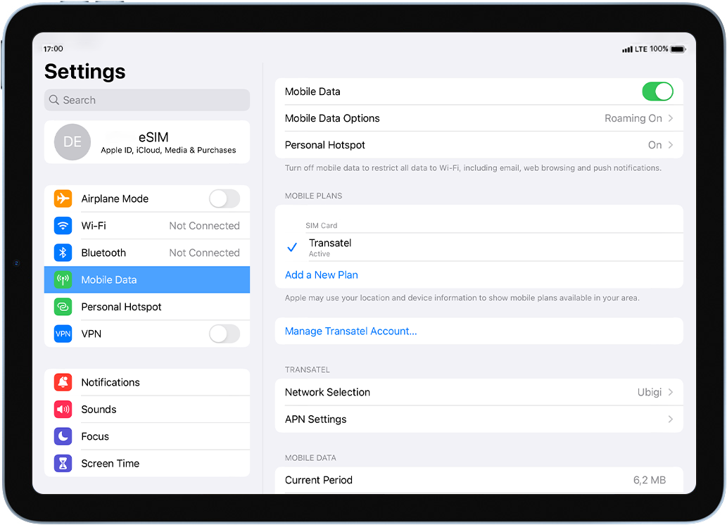 Self Assistance ESIM Activation For Ipad