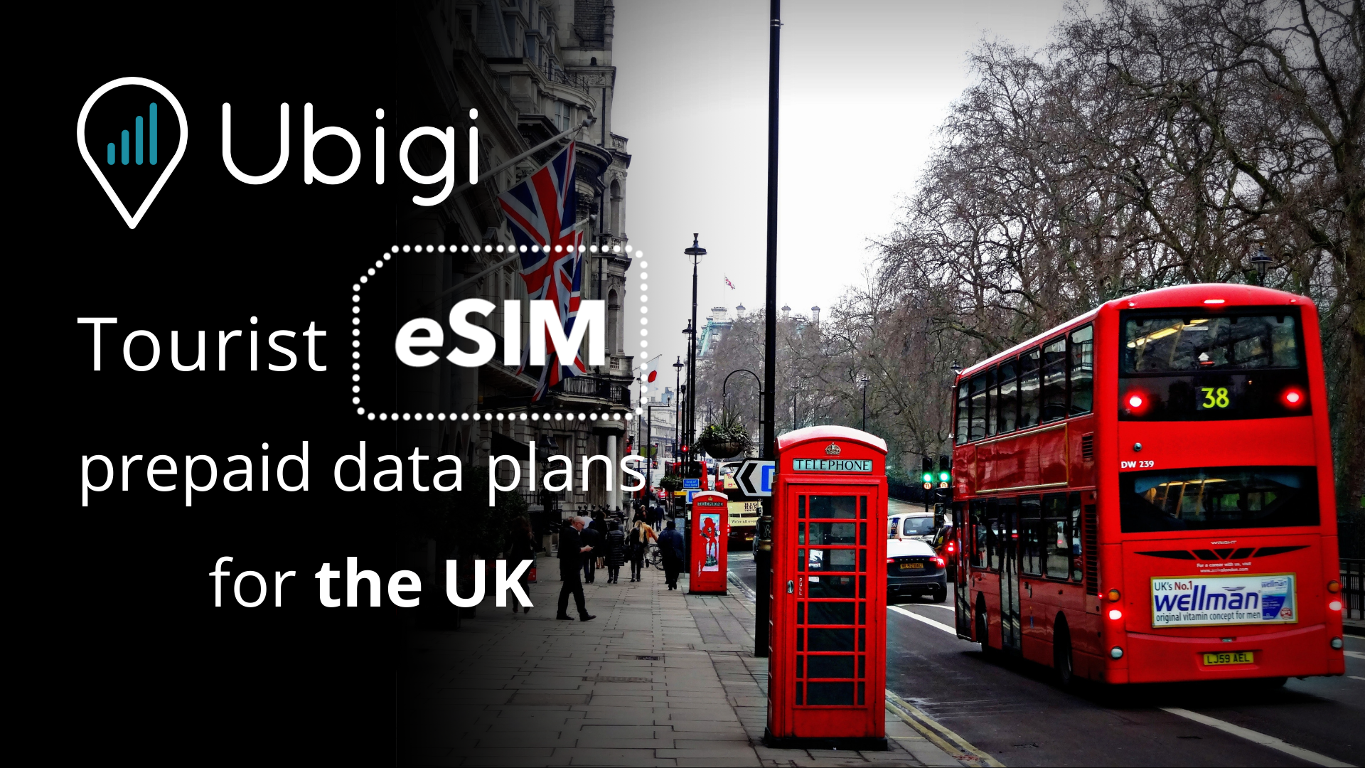 Carte SIM prépayée ou eSIM pour les touristes en UK. (Ubigi)