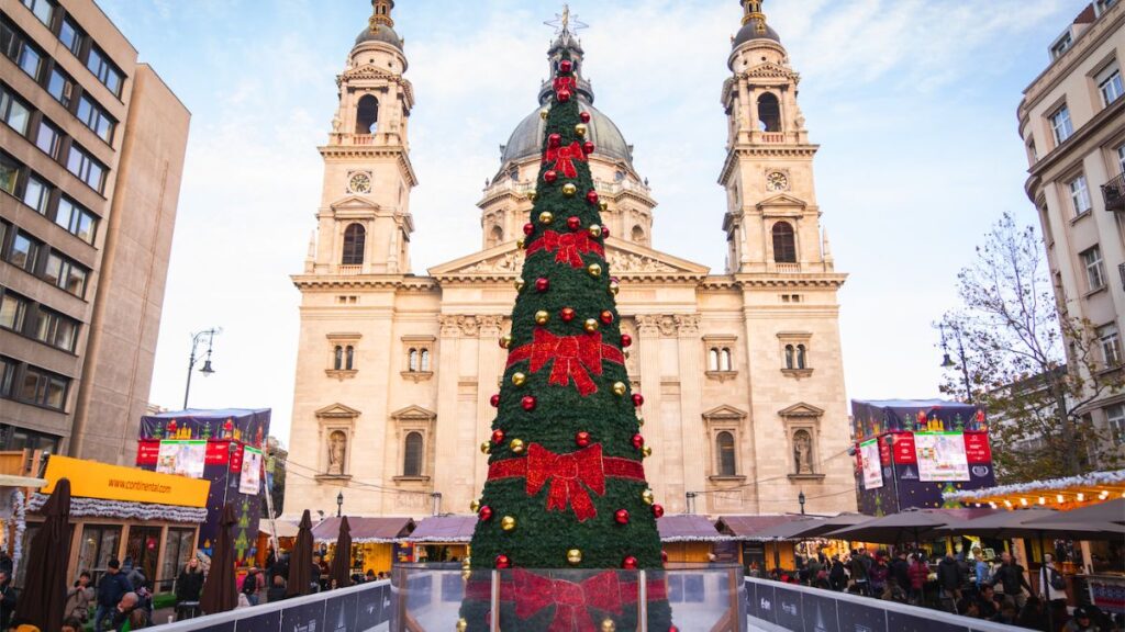 Christmas market advent basilica market budapest hungary