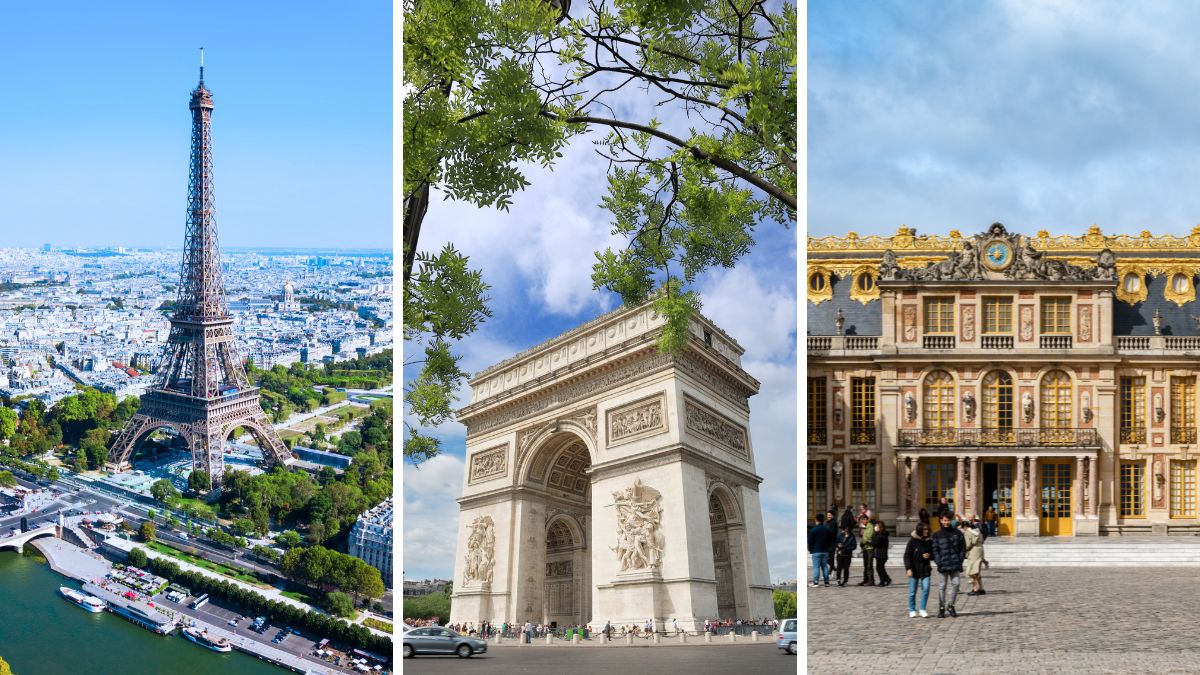 Summer in France Eiffel tower Arc Triomphe Palace Versailles