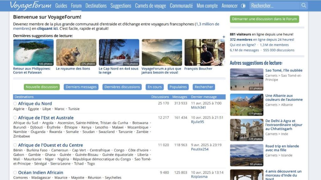 Explorer des communautés dynamiques comme Voyageforum.com