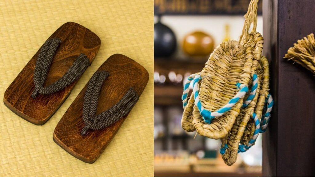 Geta and Zori are traditional footwear worn with yukata and kimono