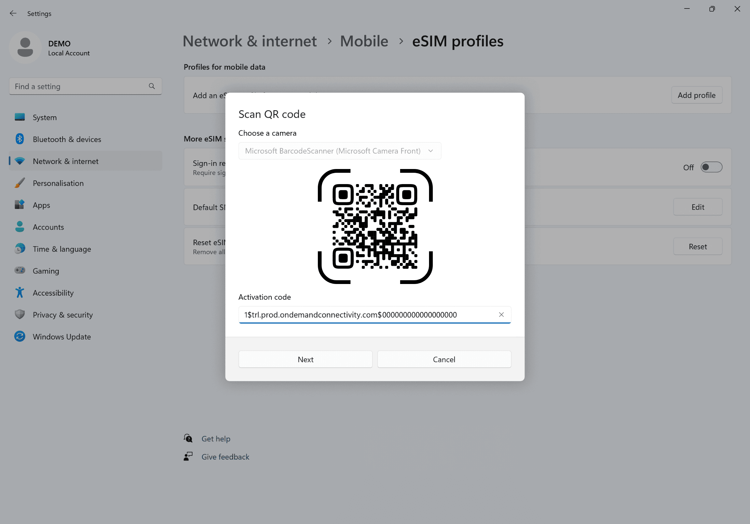 Step 2 - eSIM tutorial