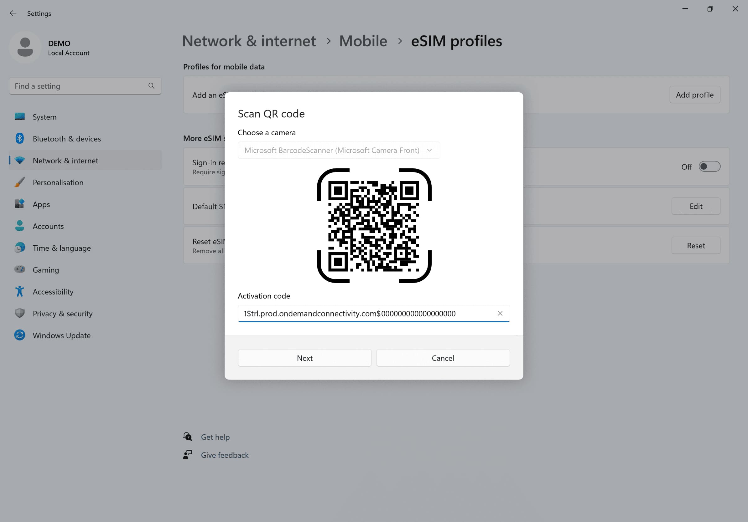 Step 2 - eSIM tutorial