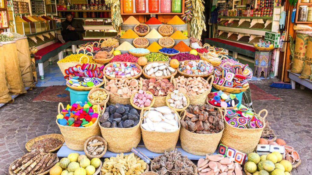 Buy Moroccan spices from spice stalls in the Medina, Marrakech