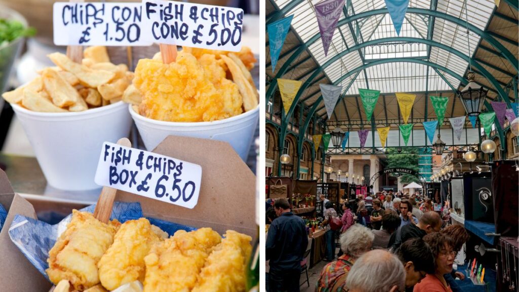 Try the iconic Fish and Chips in London and other local cuisine