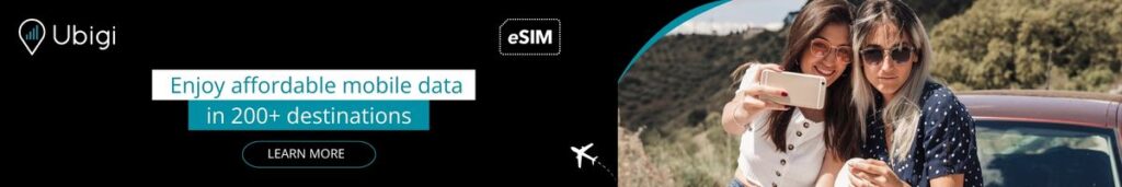 Book your eSIM data plan with Ubigi and get a reliable connectivity in 200 destinations