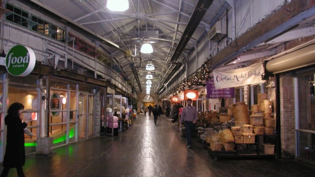 Lebhafte Marktszene in New York, Chelsea Market