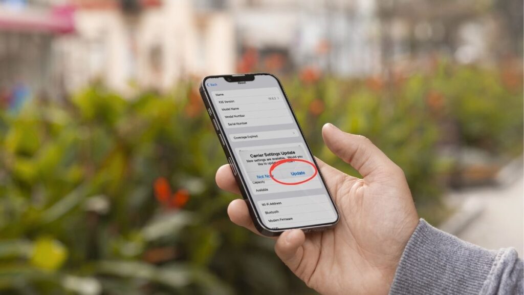 If carrier setting pending pops up, click on update