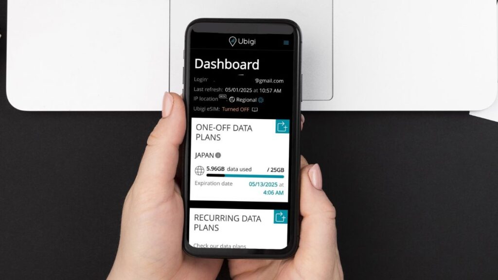 the Ubigi App dashboard for monitoring the data