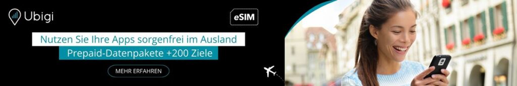 Buchen Sie Ihren eSIM-Datentarif für die Schweiz und Europa mit Ubigi eSIM.