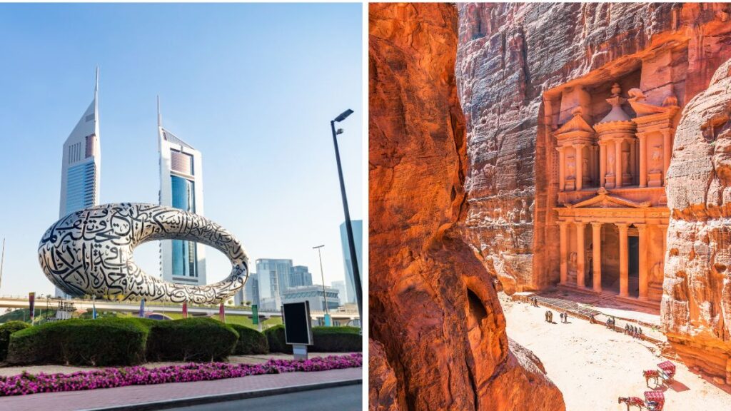 Reisen in den Nahen Osten - einwöchige Reiseroute (mit Fokus auf die VAE oder Jordanien)