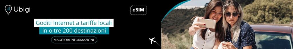 Prenotate il vostro piano dati eSIM con Ubigi e ottenete una connettività affidabile verso 200 destinazioni.