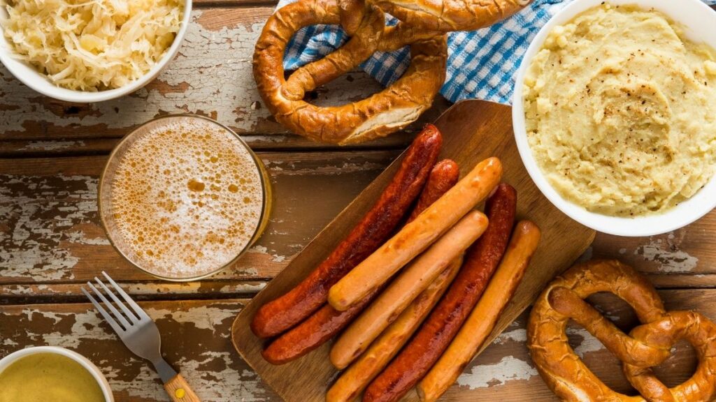 Sample the real German food like wurst and pretzels
